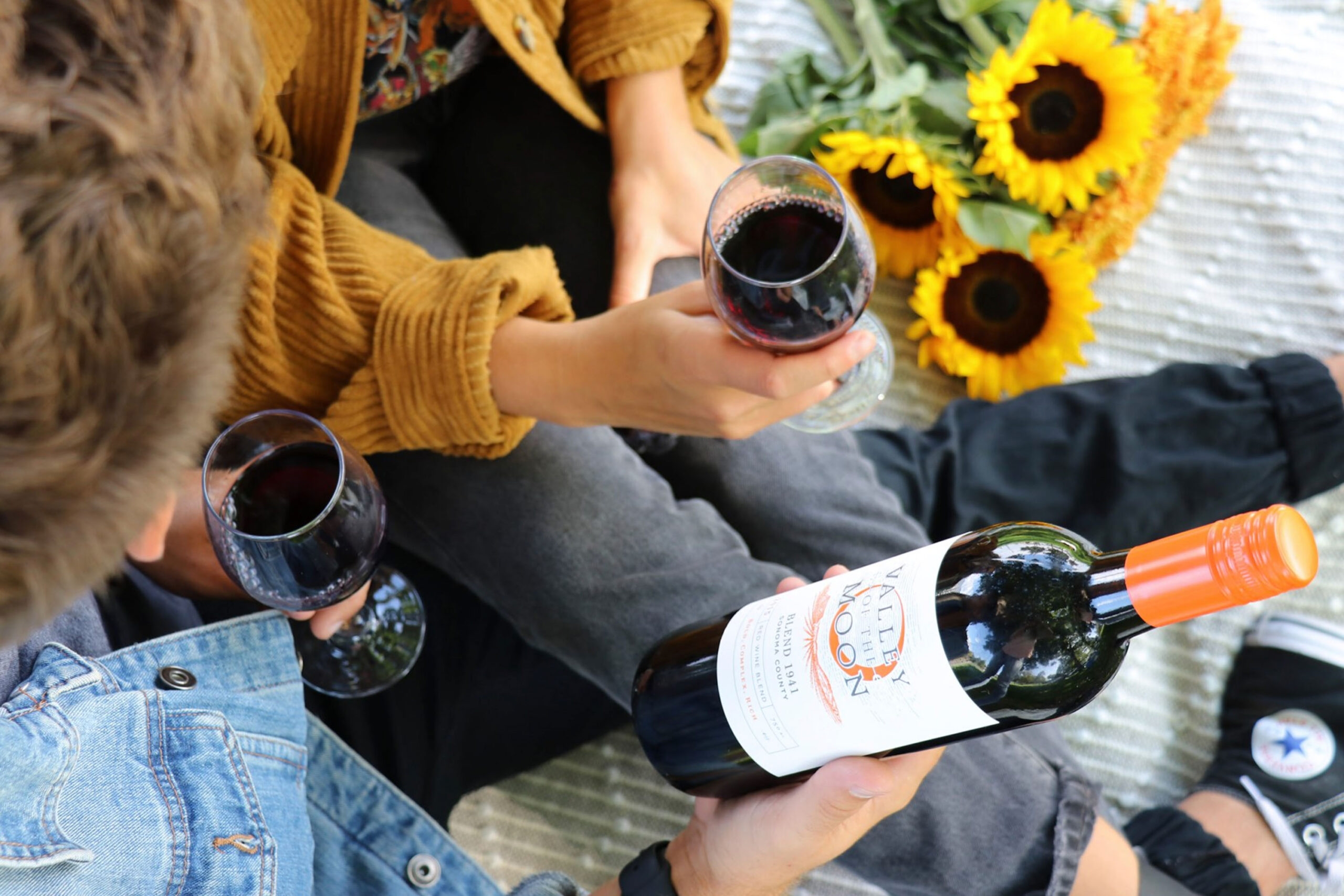 Valley of the Moon 1941 Red Blend bottle shot at a picnic